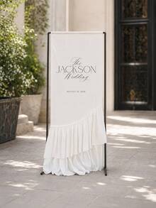 Ruffled Wedding Welcome Sign - Sheer Chiffon Welcome Sign - Fabric Wedding Banner - Ceremony Welcome Sign - Bohemian Style Wedding - Multicolor - View 6