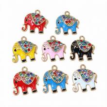 10pcs 19x17mm Enamel Elephant Charms Pendant With Zirconia Alloy Craft DIY Jewelry Making Accessories For Earrings Necklace - Elephant - View 8