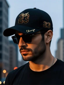 1pc/2pcs "Chicago 23" Gold Personalized Number Graphic Print Unisex Curved Brim Baseball Cap And Crossbody Bag, Street Fashion Outdoor Sports Baseball Cap And Bag, Adjustable, Gift For Yourself Or Friends - Multicolor - View 2