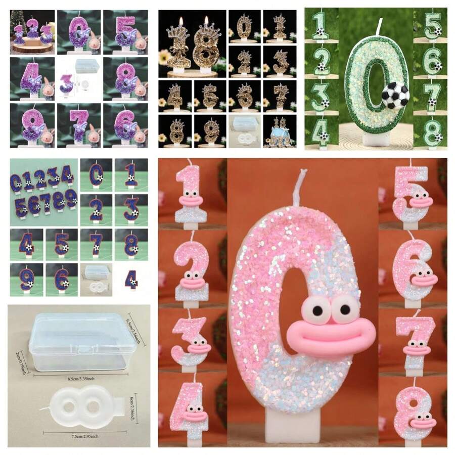 可愛趣味香腸唇卡通 0-9 數字生日蠟燭 DIY 蛋糕裝飾 派對週年數字 0-1-2-3-4-5-6-7-8-9