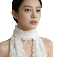 春夏新娘婚紗蕾絲披肩披風 白色修身伴娘禮服旗袍薄披肩 - 白色 - 查看 2