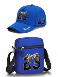1pc/2pcs "Chicago 23" Gold Personalized Number Graphic Print Unisex Curved Brim Baseball Cap And Crossbody Bag, Street Fashion Outdoor Sports Baseball Cap And Bag, Adjustable, Gift For Yourself Or Friends - Multicolor - View 16