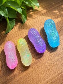 POKOJA LAND 1pc Glitter Peanut Squishy Toy, Transparent Crystal Peanut Stress Relief Squeeze Toy, Soft Stretchable Slow Rebound Moldable Desktop Toy Classroom Prize, Birthday Gift - Multicolor - View 8