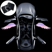 2pcs Pink Purple Gradient Wing Pattern Car Door Welcome Lights, Fashionable Car Accessories, Wireless Easy Installation, Battery Not Included, Romantic Gift For Car Owners - Pinkish-purple Wings - View 13