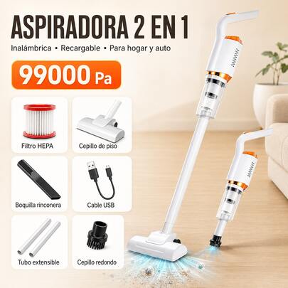 2-In-1 Cordless Handheld And Stick Vacuum Cleaner, USB Rechargeable With Washable HEPA Filter, Portable For Car, Home, Sofa And Pet Hair