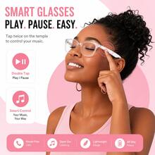 SENBONO AI Smart Bluetooth Glasses With Call Answer/Reject, Hands-Free Calling, Music & Volume Control, AI Translation, Voice Assistant Activation, Built-In Mic & Speakers For IOS & Android, Fashion Glasses - View 7