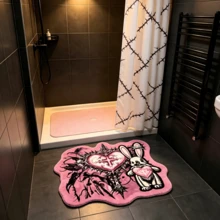 1 pieza Alfombra de corazón con espinas negro & rosa, Halloween, estilo gótico oscuro, alfombra engrosada, alfombra gruesa, alfombra de felpa, alfombra engrosada, alfombra decorativa, decoración de dormitorio, alfombra pequeña, alfombra, decoración del hogar, alfombra de sala de estar, alfombra pequeña de sala de estar, alfombra de dormitorio, decoración del hogar de sala de estar, alfombra para exteriores, alfombra lavable - Multicolor - Ver 4