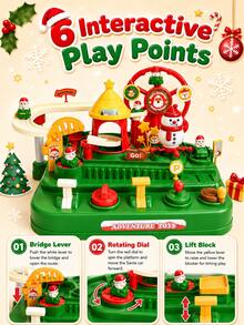 Children's Christmas Theme Adventure Track Set: Inertia Glide Car & Ferris Wheel Educational Toy, Holiday Gift For Boys And Girls - Multicolor - View 10