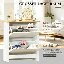 Entryway Storage Unit, Narrow Shoe Cabinet, Practical Shoe Cabinet For Bedroom (Storage Unit Only) - White - View 3