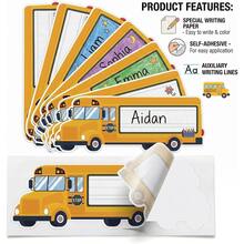 30pcs School Bus Name Label Stickers, Suitable For Classroom, 9 Inch Desk Name Plates, Bus Shaped Peel And Stick Student Name Labels With Writing Lines, Teacher Supplies And Back To School Decor - A - View 1