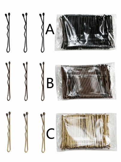 50 Black, Brown, And Gold Hair Clips And Hairpins, Minimalist Rectangular And Wavy Metal Hair Sticks For Everyday Styling