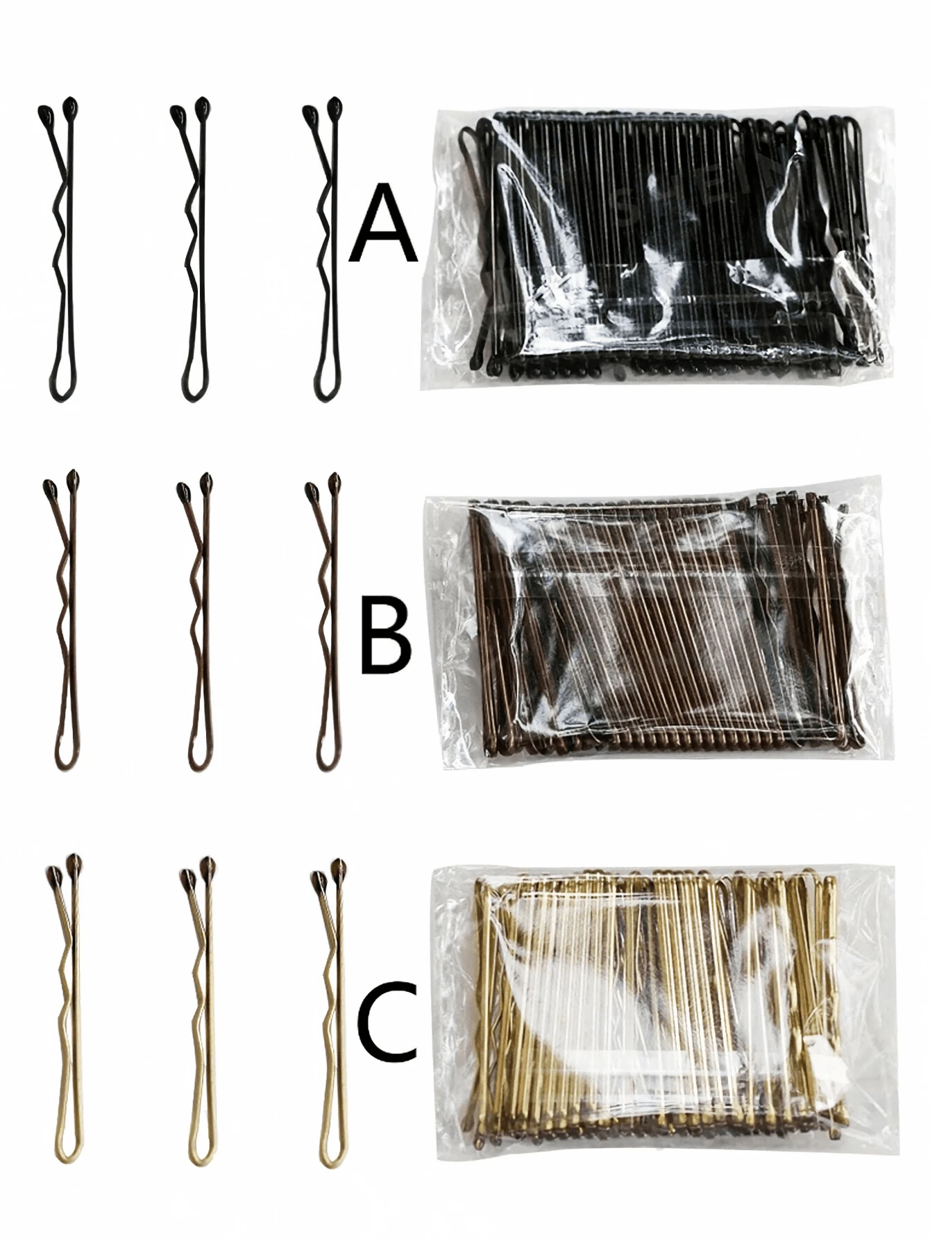 50pcs Black, Brown And Gold Hair Clips And Hair Pins, Minimalist Rectangular And Wavy Metal Hair Sticks, Suitable For Daily Styling - Shape - View 1