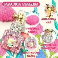 1pc Garden Decorative Pearl Glass Spray Bottle, Refillable Pink Plush Airbag Bottle, Leak-Proof Exquisite DIY Rhinestone Dispenser Bottle, Suitable For Perfume, Loose Powder, Talcum Powder, Travel, Birthday Gift, Daily Use - Multicolor - View 3