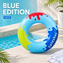 1 pieza Aro inflable multicolor con salpicaduras de pintura, flotador de piscina para adultos para vacaciones de verano en la playa & fiesta en la piscina - Anillo de natación salpicado de tinta - Ver 6