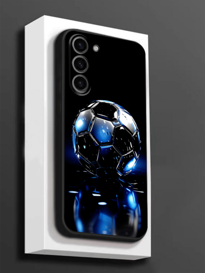 1 pieza Funda protectora para teléfono con diseño de fútbol brillante, carcasa suave de TPU negro, resistente al desgaste y a caídas, protección completa, compatible con Huawei Honor Galaxy A04e/A05s/A13/A14/A15/A34/A35/A50/A52/A53/A54/S21/S22/S23/S24/S25/S25Ultra/S25 FE/S26/S26PLUS/S26ULTRA/S26 EDGE/ 6A/7A/8A/ 12T/13T/14T[Versión Internacional No Versión Local]