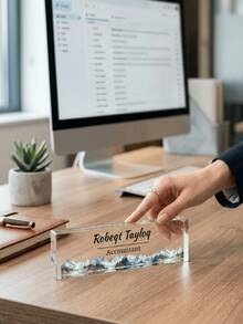 1pc Customized Acrylic Desk Name Plate With Logo And Text, Professional Office Workstation And Business Meeting Signage, Can Add Name, Position And Company Logo, Suitable For Teachers, Doctors, Managers And Employees, Teacher Appreciation Gift - Multicolor - View 3