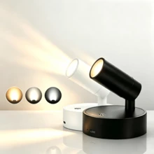1pc Rechargeable LED Mini Spotlight, 3 Color Temperature Switching With Stepless Dimming, Can Be Wall-Mounted As Indoor Ambient Wall Light Or Floor-Standing For Plant Lighting, Also Hanging As Small Pendant Light. Designed For Focused Decorative Lighting Of Paintings, Ornaments And Artworks, Multi-Angle Adjustable Focus Spotlight, Suitable For Home, Exhibition Hall And Potted Plants - Multicolor - View 1