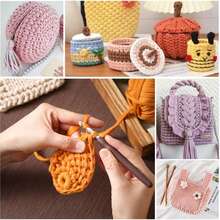 EDCUEBE7 1/3pcs 100/300g Premium Polyester T-Shirt Fabric Crochet Yarn, Large Bundle Fabric Strips, More Convenient For Crochet Knitting Bags, Carpets, Cushions, Dolls And Handmade Crochet Projects (Random Packaging) - Multicolor - View 7