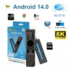 Q96 OHP TV98 RK3518 電視棒，Android 14 系統，雙頻 WiFi (4G/5G) 支援，8K 高畫質影片，語音遙控器，預裝應用程式，64G 記憶體，支援 IPTV - 藍色 - 查看 1
