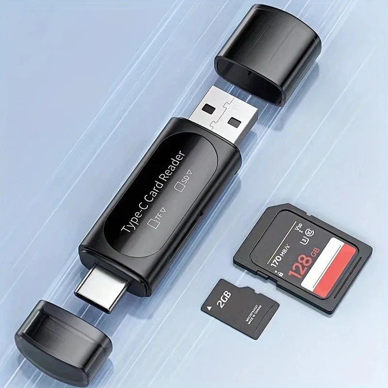 BIYETIMI Pembaca Kartu USB C, Adaptor Pembaca Kartu Type-C TF SD 2-in-1, Pembaca Kartu Memori Eksternal Portabel, Kompatibel dengan Ponsel Android, Laptop, dan Kamera - View 1