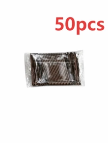 50pcs Black, Brown And Gold Hair Clips And Hair Pins, Minimalist Rectangular And Wavy Metal Hair Sticks, Suitable For Daily Styling - Shape - View 6