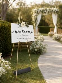 Golden Portable Wedding Sign Easel Stand, Foldable Tripod Display Holder For Art & Events - 1PC - View 2