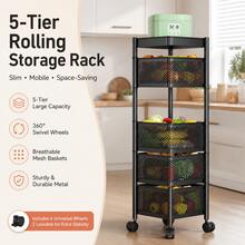 Rotating Kitchen Storage Rack, No Installation Required, Multi-Layer Vegetable & Fruit Shelf, Multi-Functional Home Fruit & Snack Rack - Multicolor - View 1