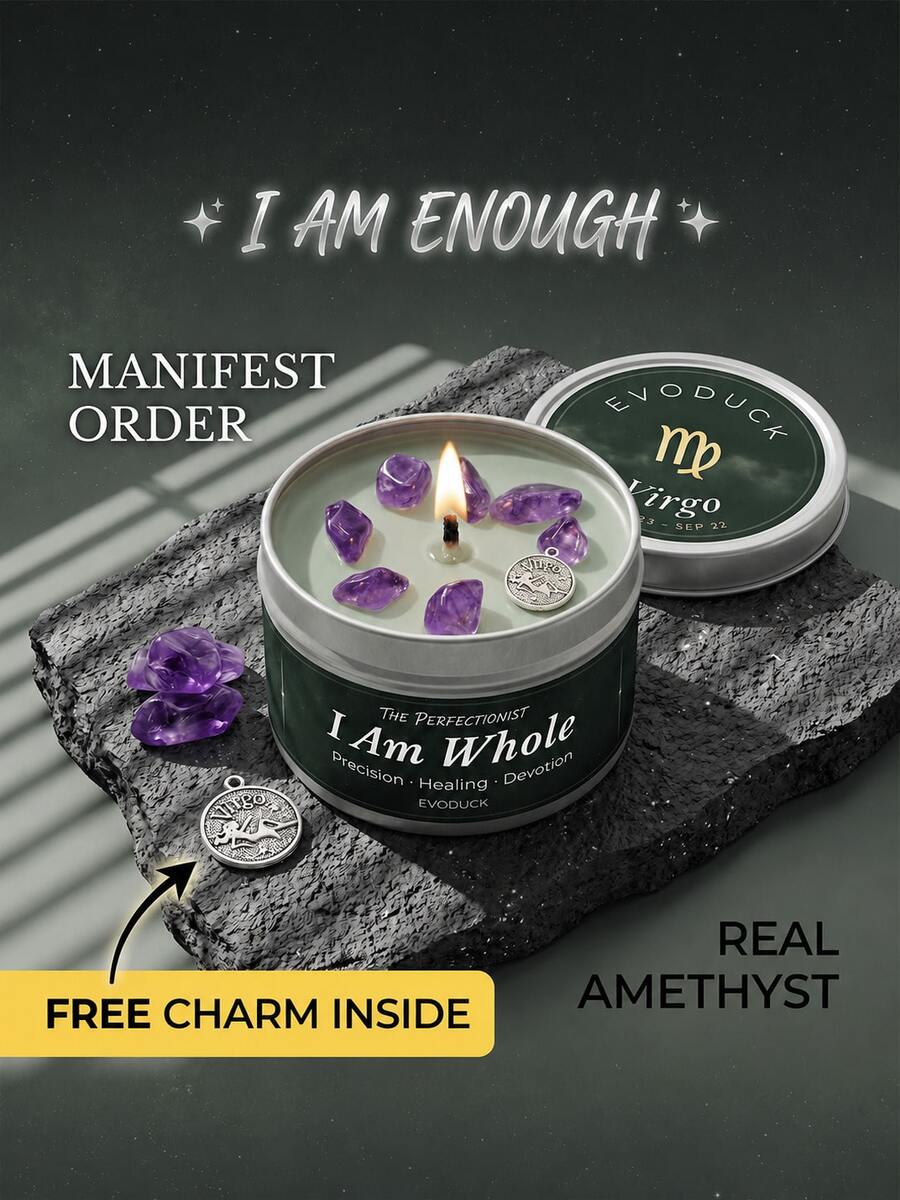 EVODUCK Virgo Zodiac Scented Candle 3oz, White Tea & Sage Fragrance Tin Candle, Astrology Birthday Gift, Suitable For Bedroom, Bathroom, Desk, Fashion Home Fragrance, Portable Travel Candle, Zodiac Decor Gift, Suitable For Women And Men, Cute Zodiac Series