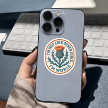 1/2/5pcs "I'm Not Like Other Girls I'm Worse" Stickers,Retro Oval Border Thistle Flower Stickers, Cool Aesthetic Decor Stickers,Suitable For Laptops, Phones, Work Desks,Water Bottle, Car, Tumbler, Gift Decor - A - View 2