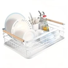 Space-Saving Dish Drying Rack With Drip Tray And Utensil Holder - Multi-Functional Kitchen Storage Rack For Bowls, Plates, Knives, Forks And Chopsticks, Kitchen Countertop Dish Drying Rack - View 10