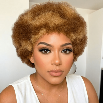 Peluca rizada afro de 6 pulgadas con una densidad del 150%, cabello corto y esponjoso con flequillo, peluca de cabello humano para disfraces de Halloween