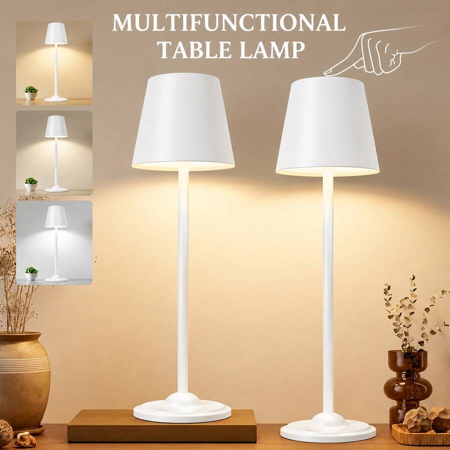 Wireless Touch Sensor LED Desk Lamp With USB Charging Port, Touch Switch - Sensitive Finger Sensing, 3-Color Light Modes, Multiple Brightness, Portable Night Light, Detachable - 2 Heights, Suitable For Home, Office, Outdoor And Restaurant - Modern Design - 檯燈 - 查看 1