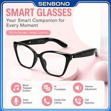 SENBONO AI Smart Bluetooth Glasses With Call Answer/Reject, Hands-Free Calling, Music & Volume Control, AI Translation, Voice Assistant Activation, Built-In Mic & Speakers For IOS & Android, Fashion Glasses - View 9