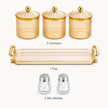 6-Piece Kitchen Storage Set, 3 Airtight Coffee Bean Canisters With Tray + 2 Powder Shaker Bottles, Countertop Seasoning Organizer, Suitable For Home, Picnic And Outdoor Use - View 5