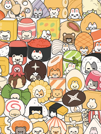 50pcs Food Animal PET Stickers, Suitable For Laptop, Journal, Helmets, Water Bottle, Luggage, Etc.