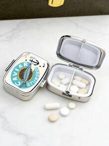 Vintage Fun Fish-Shaped Square Pill Box, Dual Compartment Design, Compact And Portable For Daily Medications And Vitamins, Suitable For Home, Travel, Also As A Unique Pocket/Wallet Gift, Applicable For Emergency Situations, Travel, Hiking And Other Emergency Rescue Occasions - Multicolor - View 8