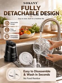 SOKANY 06025 0.7L Stainless Steel Meat Grinder, Handheld, 10000 RPM, Suitable For Meat/Vegetables/Garlic, Easy To Clean, Home Kitchen - Black - View 6