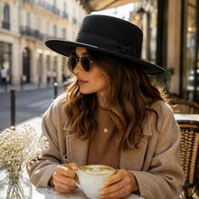 JEWELRYWE Fashionable Simple Bowler Hat, Wide Brim Fedora Hat For Women, Panama Felt Hat, With Bow Belt,  Evening Party Outfit Accessories, For Gifts - 米色 - 查看 6