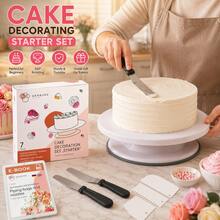7 Pcs  Cake Turntable, Rotating Cake Stand, With 12 Inch Alloy Rotating Turntable, Includes Palette Knife And Cream Scraper Accessories - 查看 7