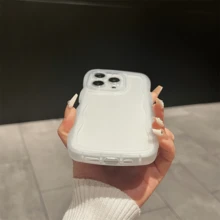DECOPHONE 細孔大波紋 Apple 14 Pro Max 相容保護殼，全新矽膠 16 Pro 全包防摔保護殼，適用 15 Pro - 無色 - 查看 2