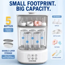 Hauture Baby Bottle Sterilizer And Dryer, Electric Steam Sterilization With Large Capacity For Glass & Plastic Bottles, Auto Shut-Off, Great Baby Shower Gift - 查看 5