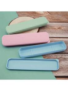 1pc Portable Cutlery Storage Box, Knife Fork Spoon Chopsticks Box, Colorful Extended Storage Box, PP Material Straw, Chopsticks Portable Storage Box, Portable Travel Cutlery Set, Travel Cutlery Set, Large Capacity Cutlery Storage Box, Kitchen, Office - Multicolor - View 4