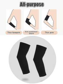Elastic Knit Compression Arm Sleeves, Unisex Elbow Support UV Protection Arm Shaper, Daily Workout Fitness Yoga Sports Arm Band - Beige - View 8