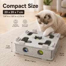 Interactive Felt Cat Toy Box With 3 Random Color Bell Balls, Square Puzzle Game Box For Indoor Cats, Paw-Chasing Toy, Enrichment Activity Toy, Durable Felt Hide-And-Seek Toy For Cats And Kittens - Multicolor - View 2