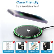 15W Wireless Charger, Compatible With 17/16/15/14/13/12 Pro/XS Max/Mini/X/XR, Induction Fast Wireless Charging Pad, Compatible With Samsung - Black - View 6