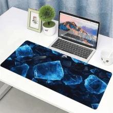 1pc Crystal Pattern Rubber Mouse Pad - Perfect For Gaming And Office, Suitable For Desktop/Laptop, Blue/Black Color Scheme Desk Pad, Desktop Mouse Pad - Ice Cubes - View 2