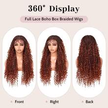 Glueless Box Braided Wigs Suitable For With Hair & Double Full Lace Front - Hair Blended Wig, No Glue Application For Braids - Red - View 3