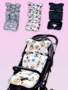 1pc Baby Stroller Seat Cushion Soft Lining, Breathable Mesh Fabric Universal Baby Safety Seat Pad, Compatible With Car Seat, Stroller, Carrier, Thickened Cartoon Multi-Color Optional, Essential Parenting Supplies - Multicolor - View 2