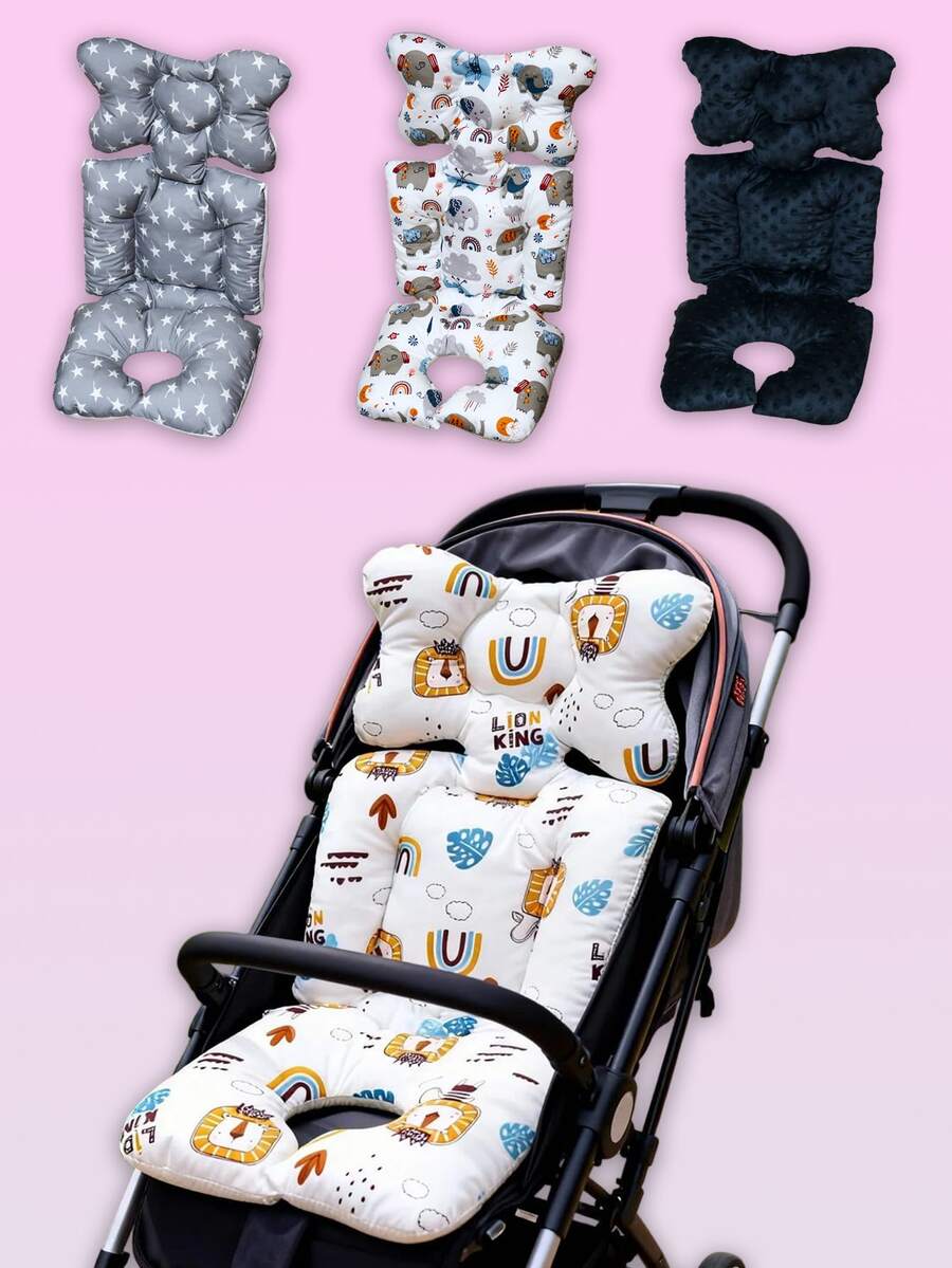 1pc Baby Stroller Seat Cushion Soft Lining, Breathable Mesh Fabric Universal Baby Safety Seat Pad, Compatible With Car Seat, Stroller, Carrier, Thickened Cartoon Multi-Color Optional, Essential Parenting Supplies