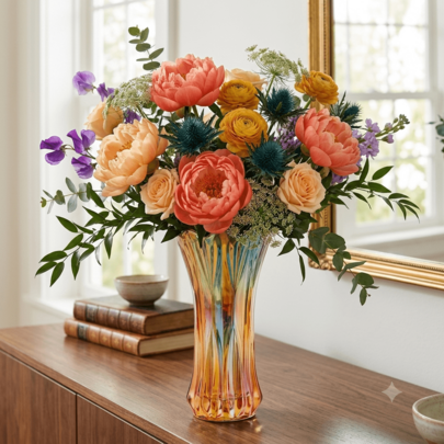 9" Phoenix Tail Crystal Glass Vase, Thickened Heavy Decorative Centerpiece For Flowers, Wedding, Home, Smoking, Gift